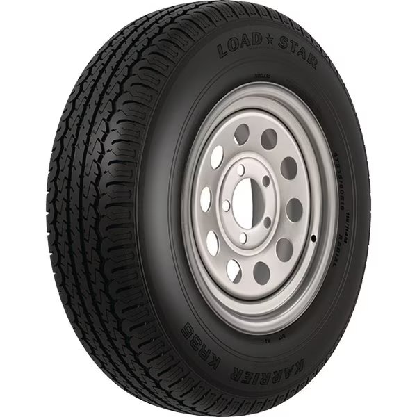 Loadstar Tire and Wheel (Rim) Assembly KR35, ST235/80R16 8 Hole E Ply, Morton Silver, Modular, Loadstar Tires, Mfr#: 34947